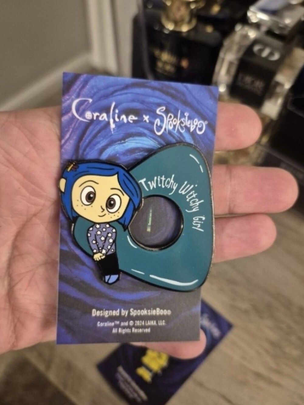 Coraline x Spooksie Boo Twitchy Witchy Girl Enamel Pin